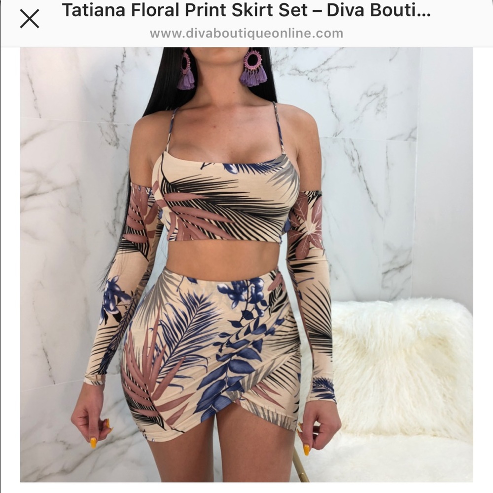 Diva Boutique Online Tatiana floral skirt skirt set